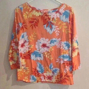 Womens Talbots‎ long sleeve flowered top size Medium petites